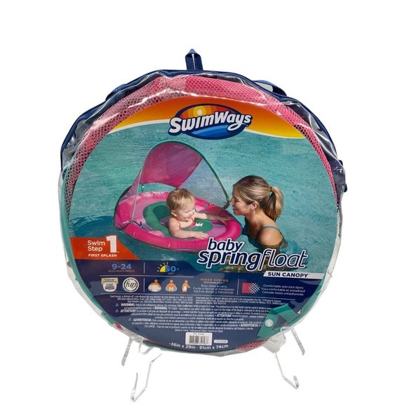 SwimWays Swim New Swimways Pink Baby Spring Float With Canopy 924